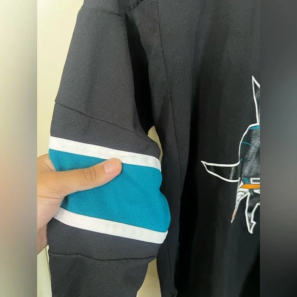 Vintage Reebok San Jose Sharks NHL Hockey Jersey Size Youth L / XL *FLAWS* - Picture 7 of 9
